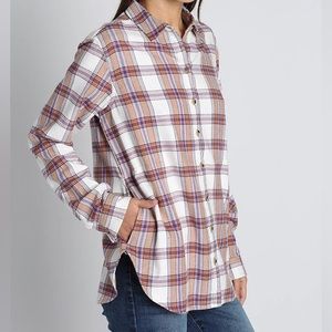 JACHS New York Girlfriend Tan Plaid Flannel Shirt Size Small NWOT